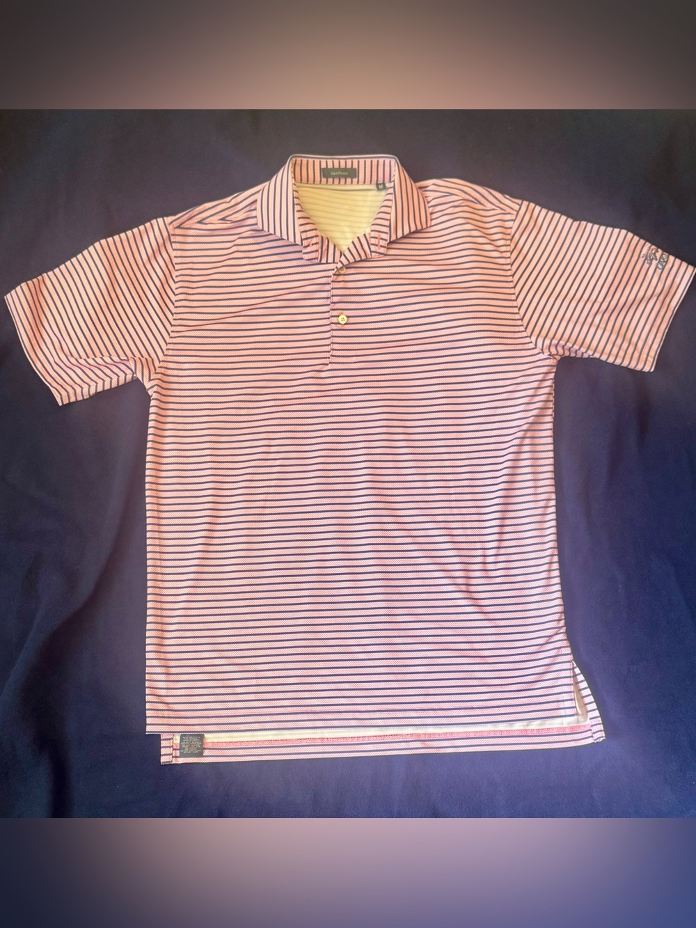 turtleson pink stripe polo Oaks Country Club size Medium